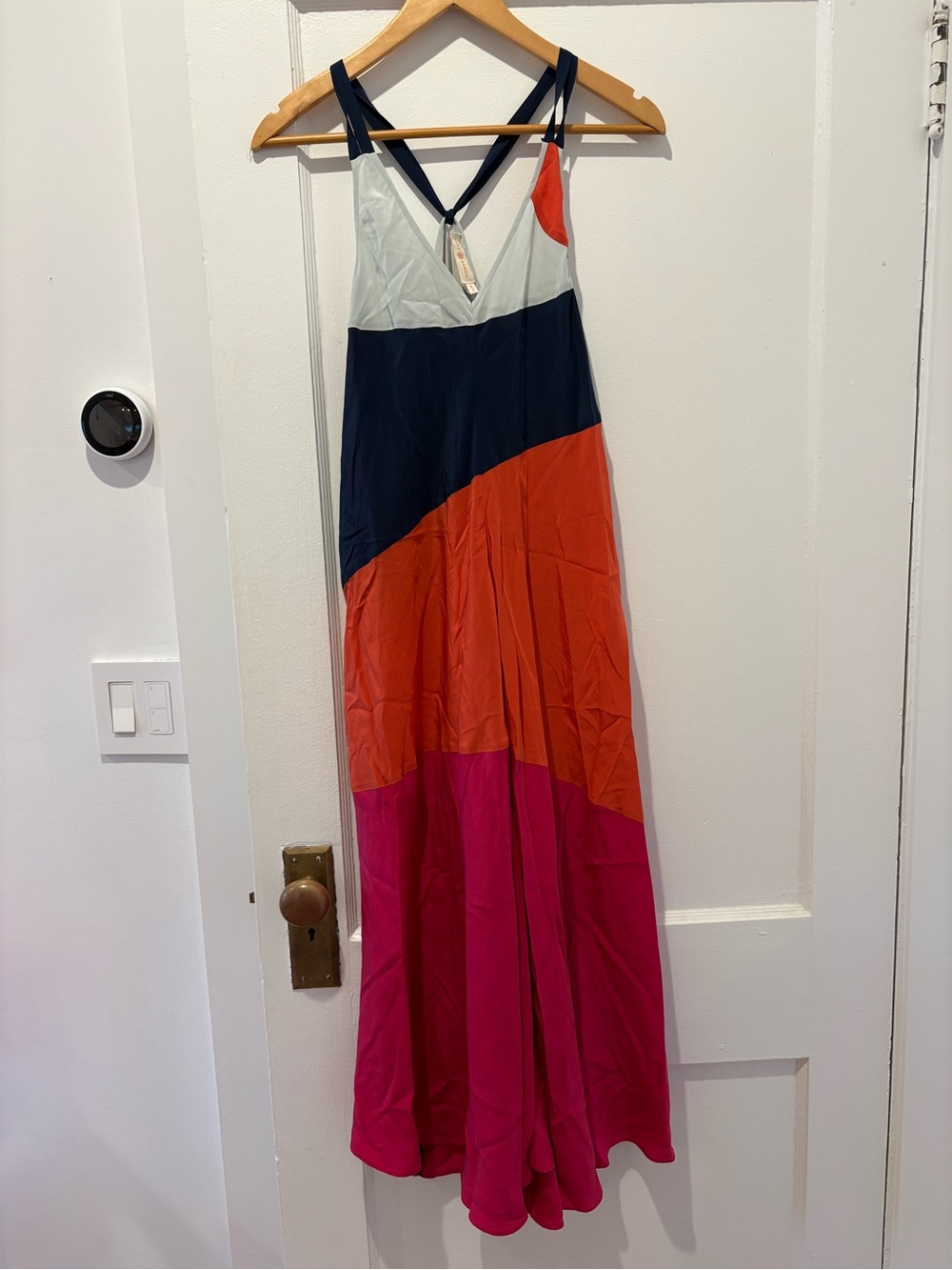 Tory Burch Colorblock Maxi Dress - Navy, Coral, Fuchsia, Light Blue